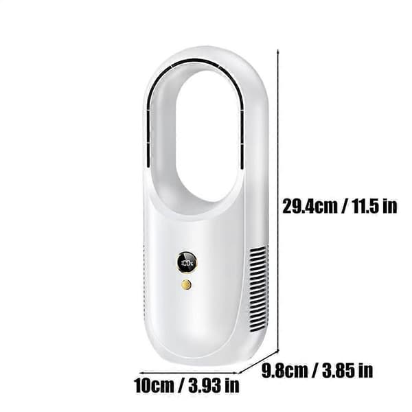 Bladeless Tower Fan Uppladdningsbar Tyst 6 Hastigheter Kylning Hemmakontor Sovrum (D) White