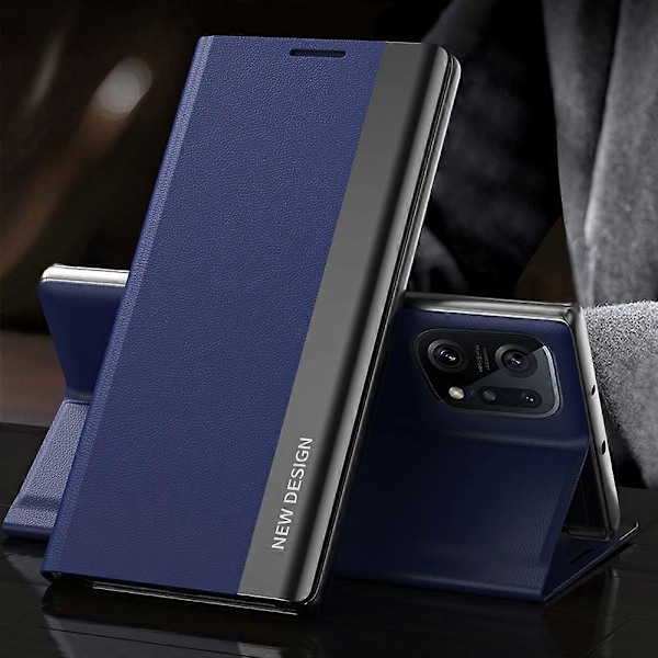 Electropläterat PU-läderfodral med stativ och magnetisk absorption för Oppo Find X5 Pro Sapphire
