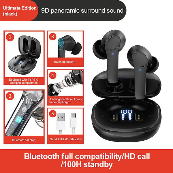 Multilingual Oversætter Ørepropper Trådløs Bluetooth Oversætter Øretelefon 144 Sprog, Bluetooth 5.3, Lang Batterilevetid