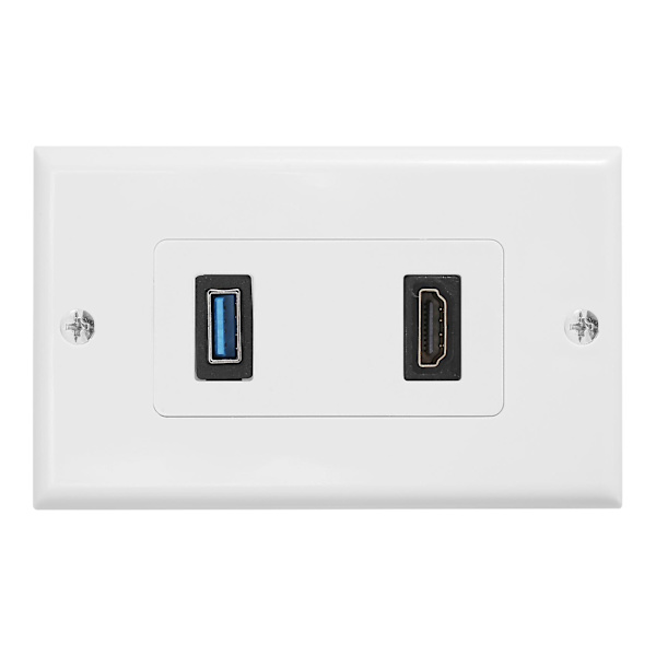 1x 2-portinen HDMI+USB 3.0 -seinäpaneelin pistorasia-sovitin