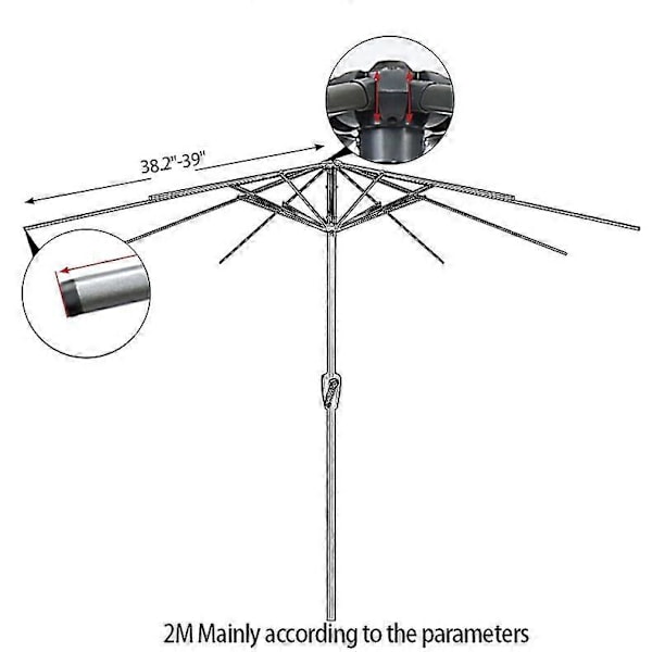 Ersättningsduk för Parasollöverdrag, Utomhus Parasoll Ersättningsöverdrag [D] Wine red 6-ribs 6.5FT-2m