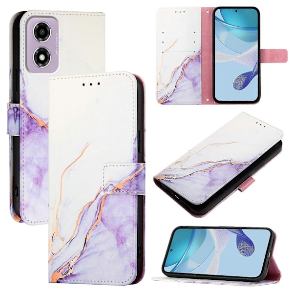 Læderetui til Motorola Moto E14 White Purple