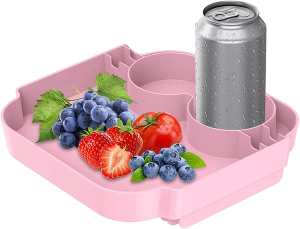 Strandväska lockbricka | Mugghållare och snackbricka till strandväskor | Perfekt för semestern och stranden (D)
