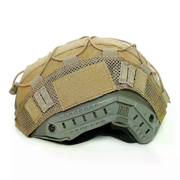 Taktisk hjelmbetræk til Fast hjelm Multi-Camo hjelmbetræk til Airsoft hjelm Militær Paintball Jagt Skydeudstyr - 1000D[D] Brown