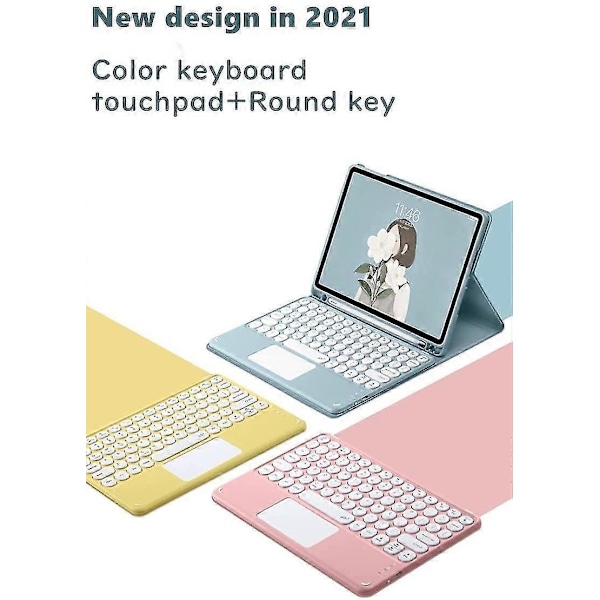 Galaxy Tab S6 Lite 10,4 Tommer 2020 Modell Sm-p610 Sm-p615 Tastaturveske Med Touchpad Søt Rund Nøkkel Farge Tastatur Avtakbar Bluetooth Touch Tastatur Black