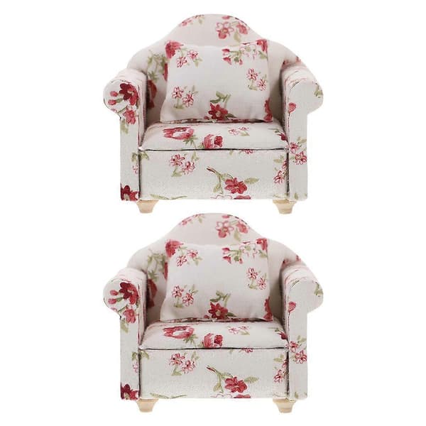 2 stk. Mini Hus Klæde Kunst Sofa Miniature Sofa Mini Møbelmodel Fotorekvisitter[D] 8.00X7.50X6.50CM