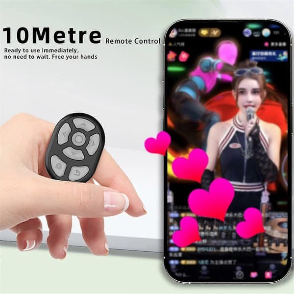 Trådløs Bluetooth Ring Fjernkontroll Fingertupp Selfie Video Kontroller for Sidevender Blaing[D]