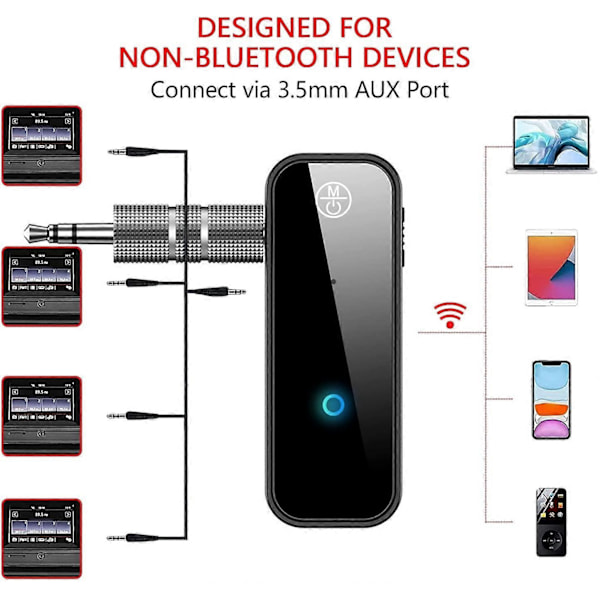 Bil Bluetooth 5.0 Receiver, Bil Bluetooth Jack Auxiliary 3.5mm Jack Trådløs Bærbar Lydadapter Bil[D]