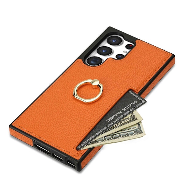 For Samsung Galaxy S24 Ultra Mobiltelefondeksel PU Lær+TPU Ring Stativ Deksel[D] Multicolor Style D