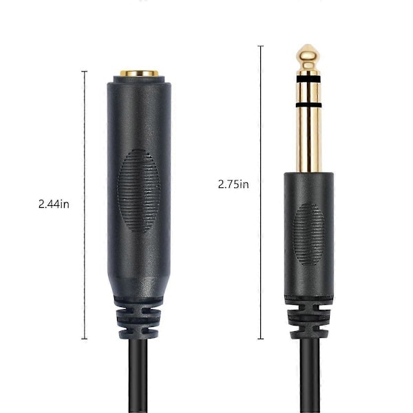 1/4 TRS 6.35MM Han til 6.35MM Hun Stereo Forlængerkabel Guldbelagt Hovedtelefon Forlængerkabel C