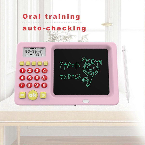 2-in-1 Matematiikka Kirjoitustabletti Lapsille - Pinkki/Sininen, Opi Matemaattisia Operaatioita Lisää, Vähennä, Kerro, Jaa, LCD-Näyttö[D] pink