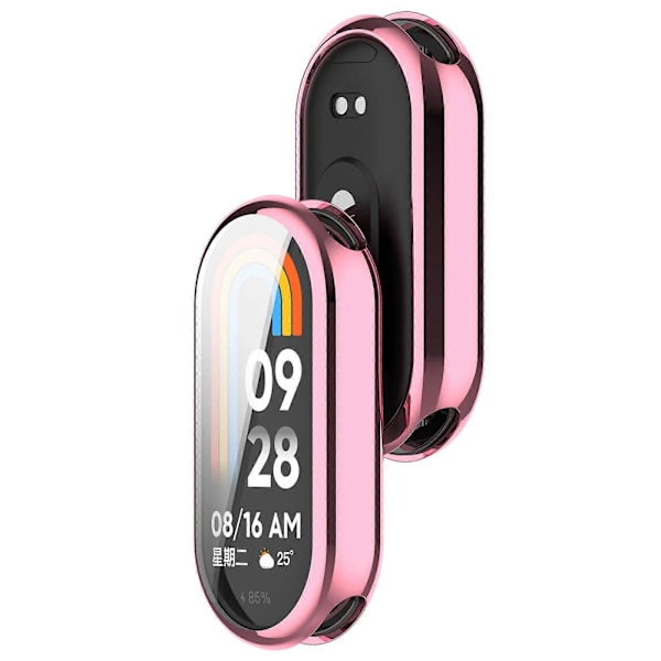 For Xiaomi Smart Band 8/Mi Band 9/9 NFC Elektroplettert Full Beskyttelsesdeksel TPU Klokkeramme Etui[D] Pink