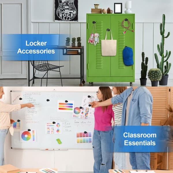 Sæt med 12 sorte magneter til køleskab, whiteboard, kontor, klasseværelse, kort, køkken (D)