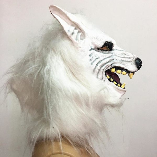 Halloween Horror Vildvargshuvudmask Maskerad Fluffig Huvudbonad Dekoration T