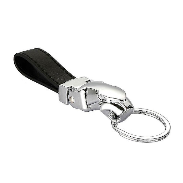 Bil Luksus Leopard Hoved Ægte Læder Nøglering Nøglering Holder Metal Nøgleringe Til Jaguar F-pace Xj Xe Xf Xj F-type E-pace-God