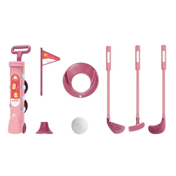Lasten golflelut pelisetti golfmailalla, 4 pallolla, lipulla, harjoitusrei'illä, putterilla, vanhempi-lapsi vuorovaikutuksella, sisä- ja ulkogolfurheilulelu [D] Pink
