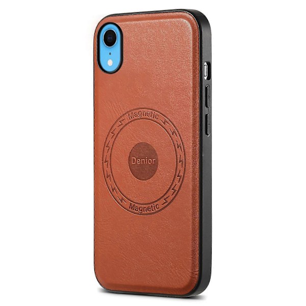 DENIOR Skal för iPhone XR PU Läder Telefon Baksida Kompatibel med Magsafe[D] Brown
