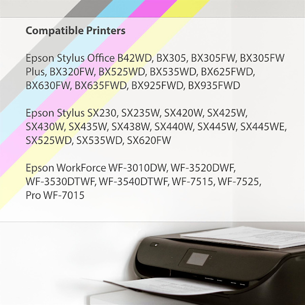 Set med 4 + extra svarta bläckpatroner för att ersätta Epson T1295+1291 Kompatibel/icke-OEM från  (15 bläck)