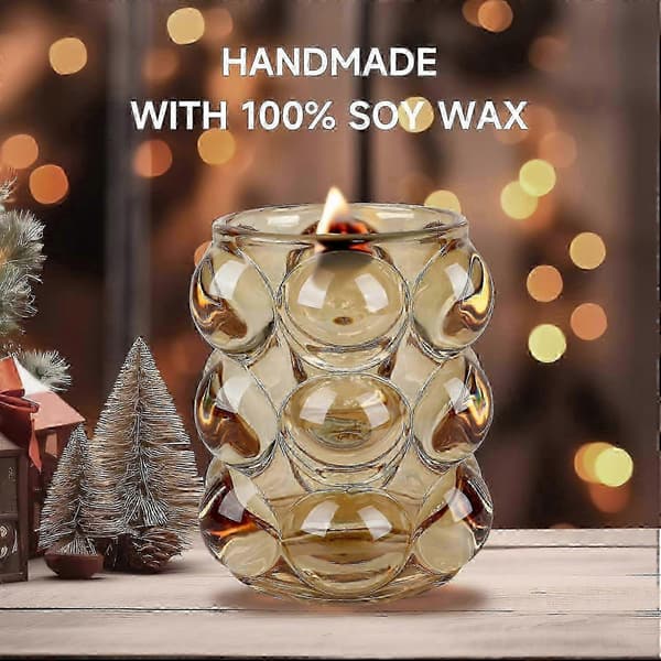 Vitt Bubblor Glas Sojavax Doftljus för Hemdoft 7OZ 2025[D]