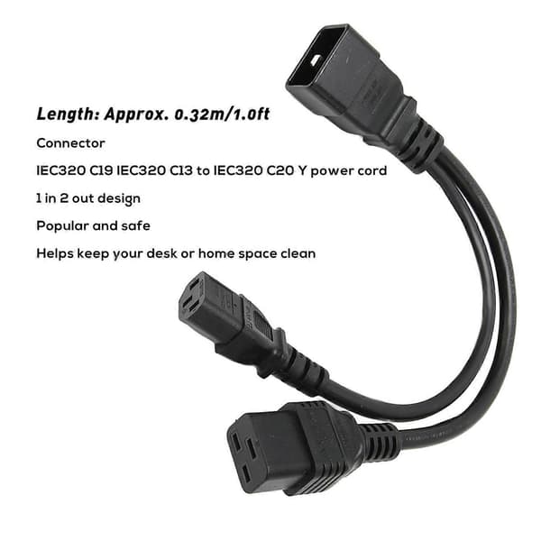 IEC320 C19 IEC320 C13 til IEC320 C20 Strømkabel Professionel Standard Y Splitter Kabel til Computer H[D]