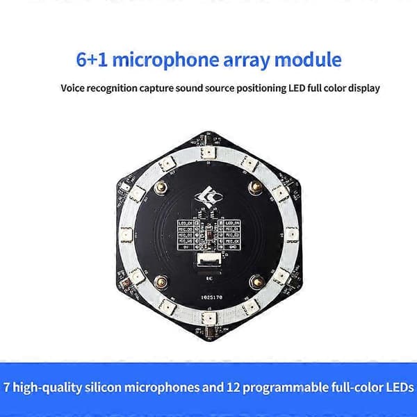 6+1 I2S Mikrofon Array Modul Stemmegenkendelse LED Display K210 6+1 Modul[D] Black