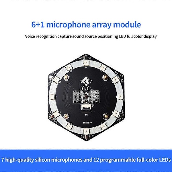 6+1 I2S Mikrofon Array Modul Stemmegjenkjenning LED-display K210 6+1 Modul[D] Black
