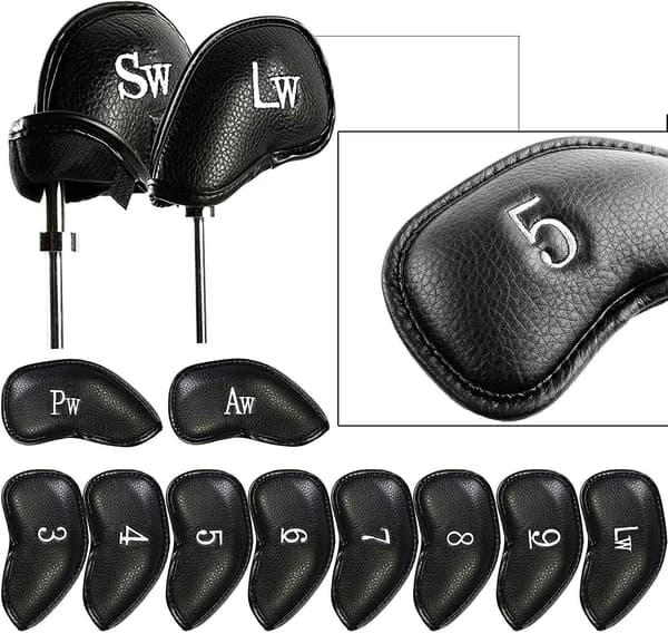 Lyxiga golfklubbskydd set om 12 syntetiskt läder[D]