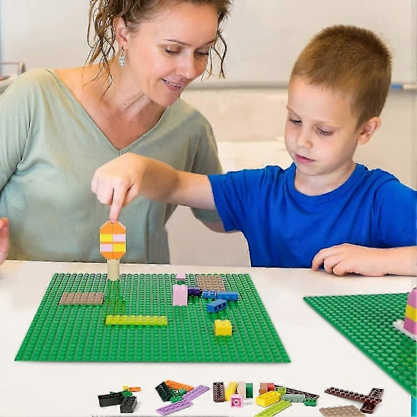6 Pak Klassiske Grundplader, 10\"x10\" Store Byggeplader 100% Kompatible Med Alle Store Mærker, Grøn/blå/grå