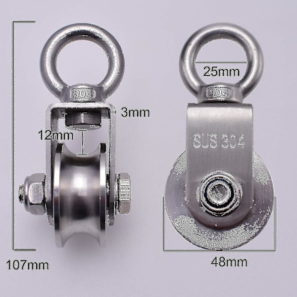 Lyftblock 500kg med 2 kullager, Block för kabel, 48mm Block