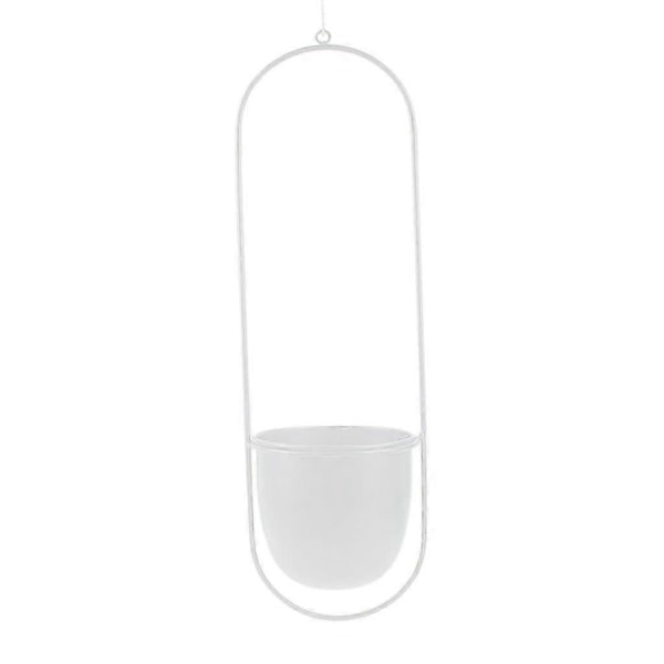 Nordisk Vägg Modern Stil Metall Växt Hängare Minimalistisk Plantering Mid Century Blomkruka för inomhus och utomhus (Rund Form)[D] White