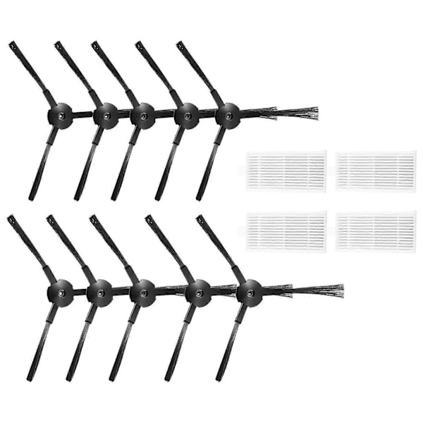 10 kpl sivuharjaa + 4 kpl HEPA-suodatinta Ariete Briciola 2711 2712 2713 2717 ROBOT HOFER -puhdistajan osat