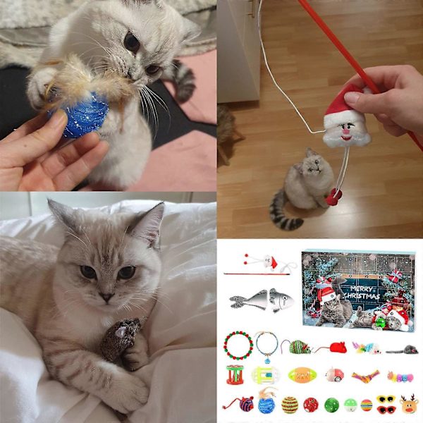 50% Rabatt - 2024 Julekalender Adventskalender Leke for Katt Hund Kjæledyr