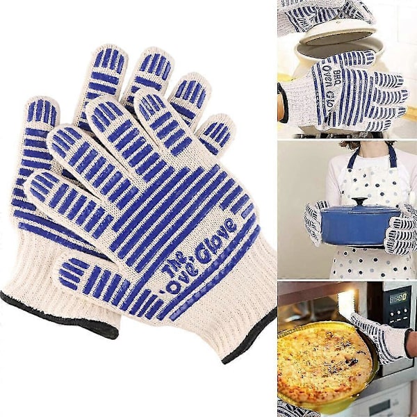 1 Par Värmebeständiga Skyddshandskar Halksäkra Handskar för Ugn Grill