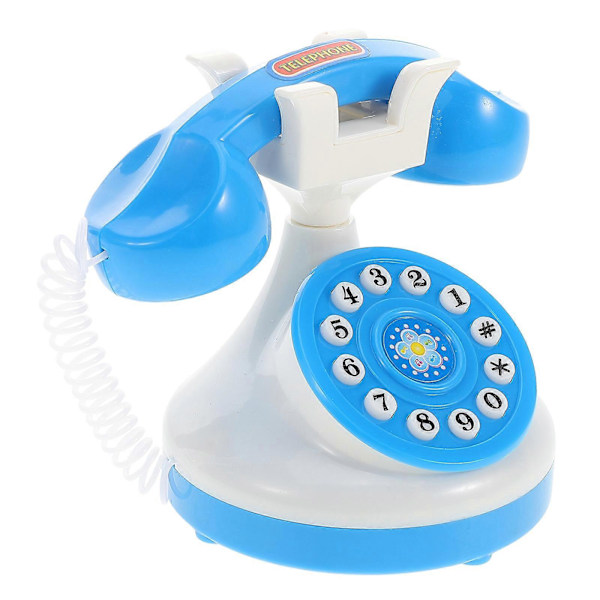 Plastleketøy Telefon Chatter Telefonleketøy Barn Undervisning Telefon Late Som Telefon Roterende Telefon Rekvisitt Bursdagsfest Favoritt for Barn Blue 10.50X8.00X7.90CM