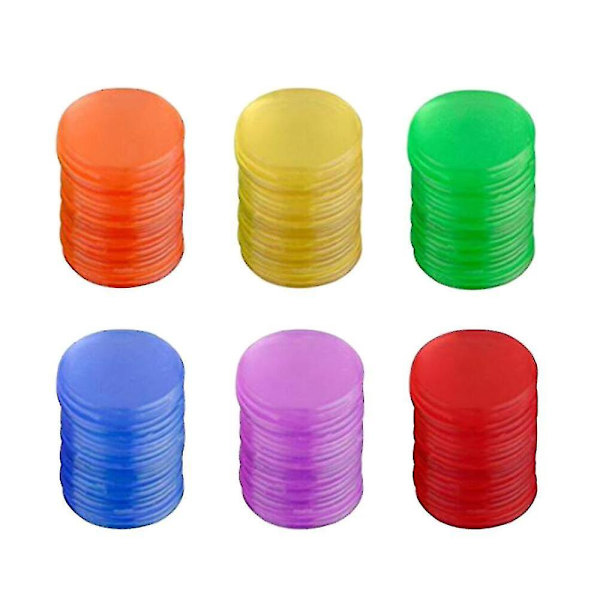 300 st plastbrickor Pro Count Bingo Chips Markers för Bingo Game Cards Speltillbehör (blå + röd + gul + grön + lila + orange vardera 50 st)