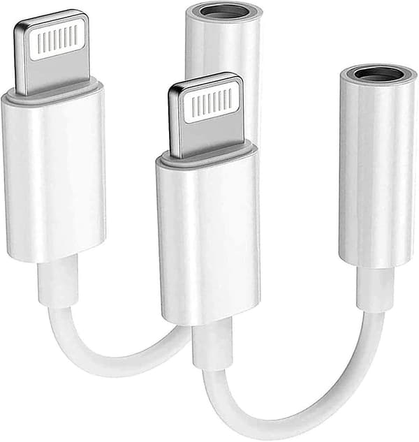 Apple Lightning till 3,5 mm hörlursadapter för iPhone 7, 7 Plus, 8, 8 Plus och X/XS med 2-pack[D]