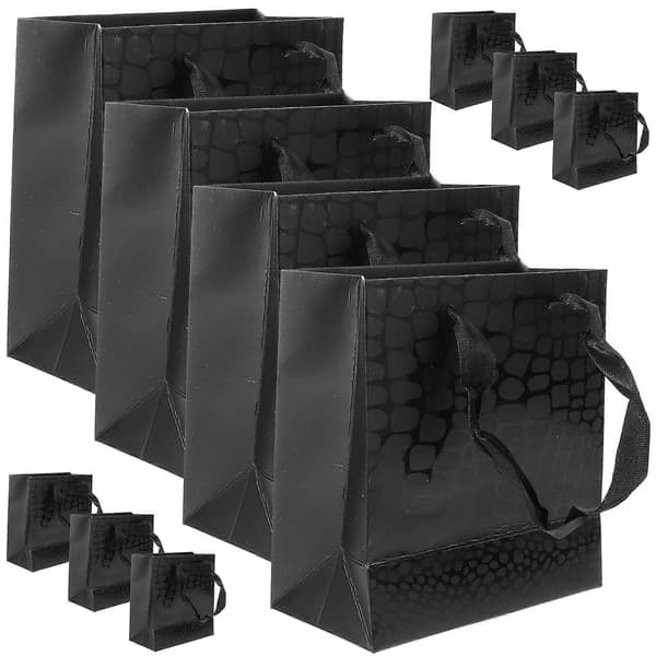 10 st Presentkassar Papper Presentpåsar Presentförvaringspåsar Dekorativa Presentförpackningspåsar Papper Presentpåsar[D] Black 15.00X14.00X7.00CM