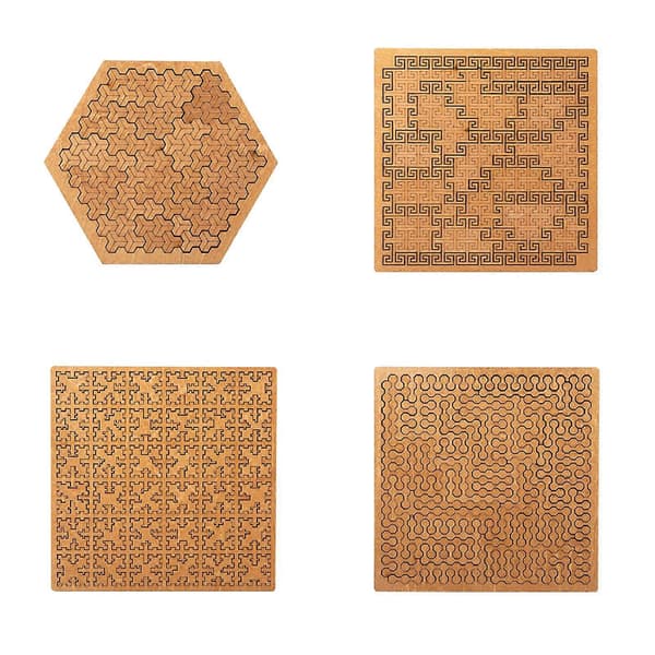 Hexagonala Träpussel för Barn Utmanande Pussel Trä Brain Teasers Barnpussel[D]
