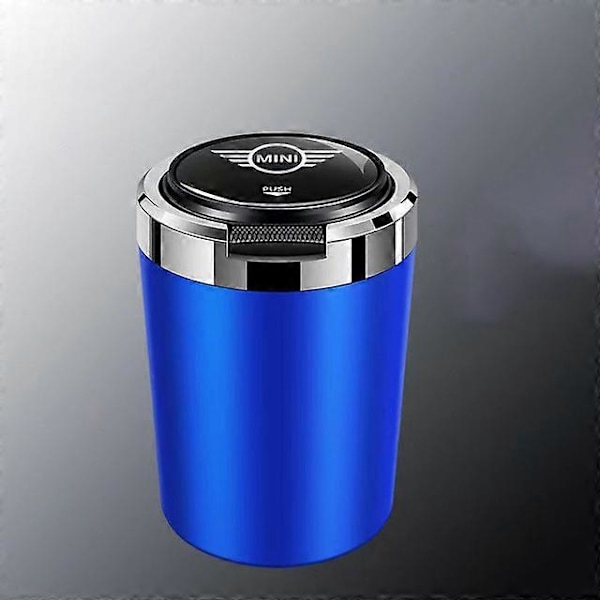 Askebægre egnet til Mini Cooper Countryman WORKS R55 R56 R60 F54 F55 F56 et-tryks åbent låg multifunktionelt bilaskebæger interiørdele[D] Blue