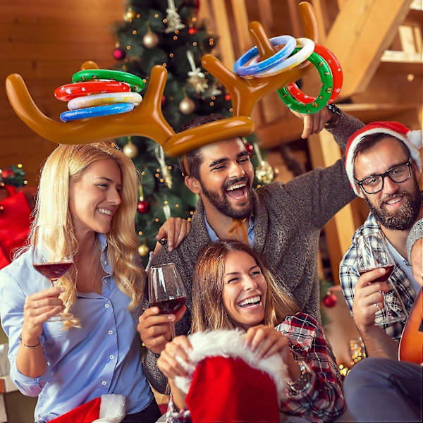 2021 Rensa Antler Ring Toss Spel - Rensa Spel för Två Spelare - Interaktivt Julpartyspel för Vuxna och Barn - Rensa Ring Toss Hatt med