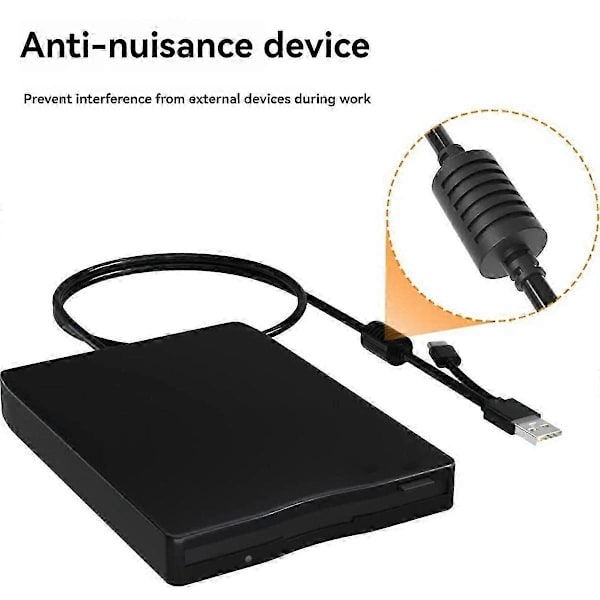 USB Diskettenhetsläsare Diskettenhet Dubbelt gränssnitt Extern USB C Diskettenhet för PC Lapt[D]