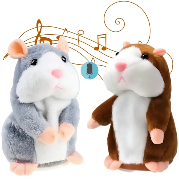 Lär Dig Imitera Talande Liten Hamster Djur Plysch Rolig Leksak Talande Nickande Hamsterdocka Lugnande Gråtande Babyleksak Barnpresent (D) color Dark Brown