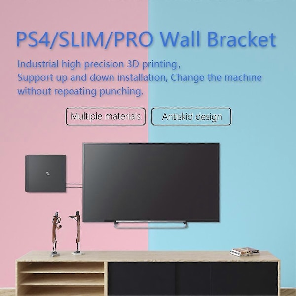 Väggfäste Väggfästehållare för PlayStation4 Slim PS4 Pro Spelkonsol Ho Ps4 Black