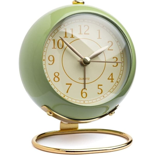 Guld Bordsklocka med Vintage Design, Tyst Alarm, Kompakt Storlek 12x6cm (4.7x2.4)[YJD]