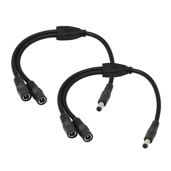 5,5/2,1MM 12V DC Strømkabel Splitter 1 Hann til 2 Hunn Kontakter CCTV DC Splitter 1 Hann til 2 Hunn Splitterkabel (0,3M)