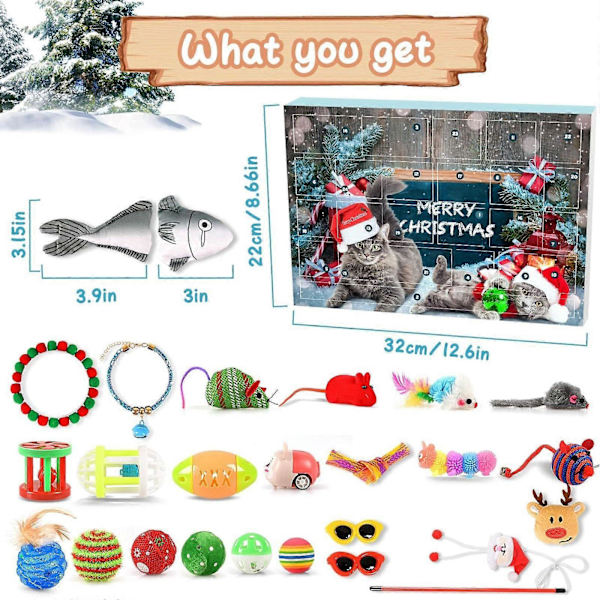 50% Rabatt - 2024 Julekalender Adventskalender Leke for Katt Hund Kjæledyr