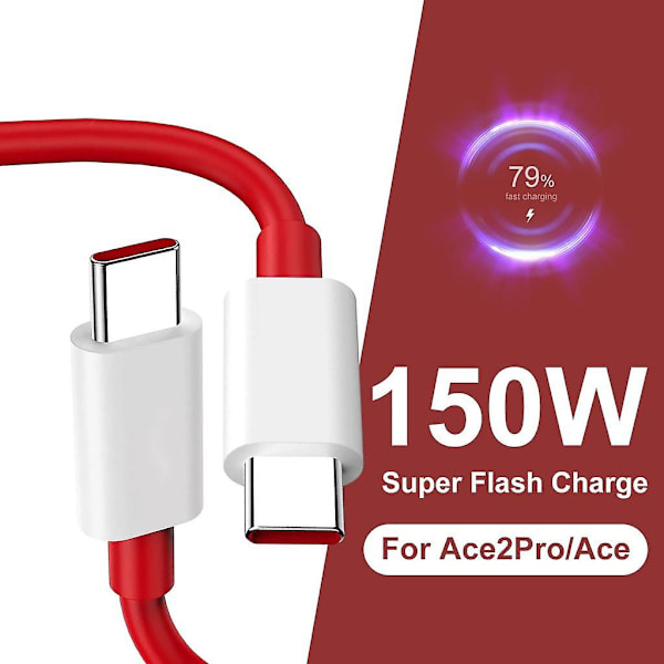 Fonken 150W Warp Laddare Kabel Typ C Till Typ C Kabel PD USB C Datakabel för OnePlus Ace2Pro/Ace Realme GT Neo 5