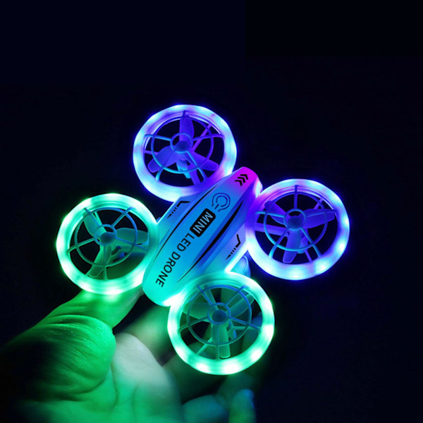Fjernstyrt leketøy Mini Drone for barn Drone Flygende leker Liten fargerik LED Quadcopter for nybegynnere med Headless Mode 360 Flip Full RC Dro