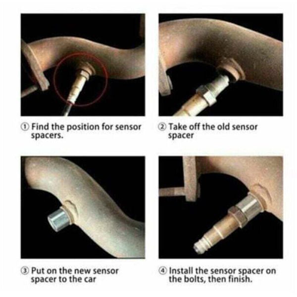 Sæt med 2 O2-sensorer, iltsensor til bil Cel Fix Check Engine Light Eliminator Adapter Oxygen M18X1.5 Multicouleur 5 kg