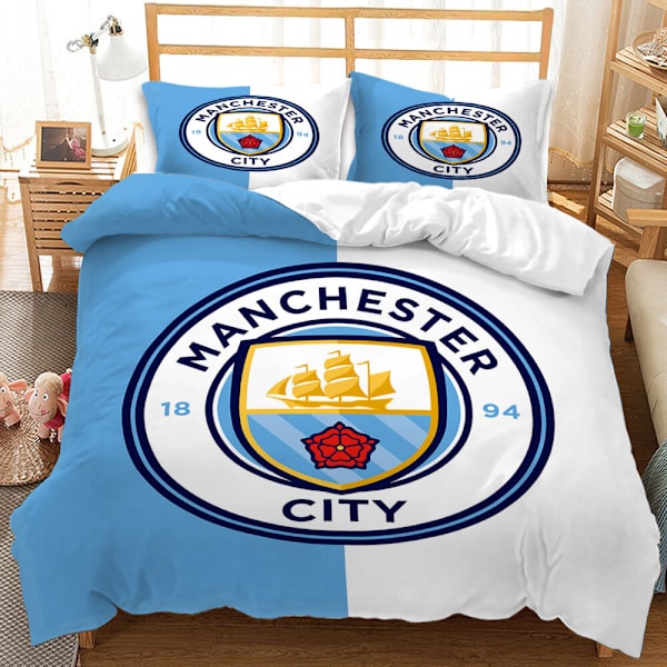 Manchester City FC -vaakunan yksiövuodepeite ja tyynyliinasetti